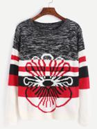 Romwe Color Block Striped Pattern Sweater