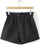 Romwe Elastic Waist Single Button Shorts