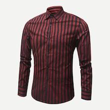 Romwe Men Striped Curved Hem Shirt