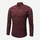 Romwe Men Striped Curved Hem Shirt