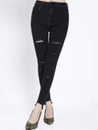 Romwe High Waist Cutout Denim Pant