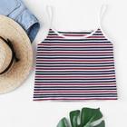 Romwe Striped Knitted Crop Cami Top