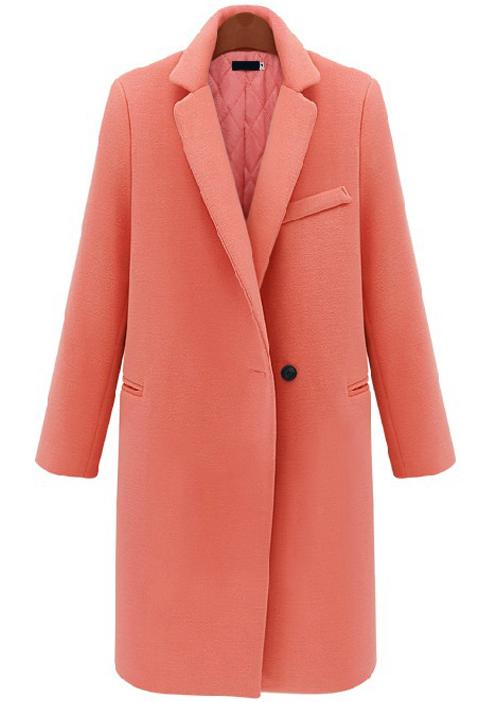 Romwe Lapel Slim Woolen Coat