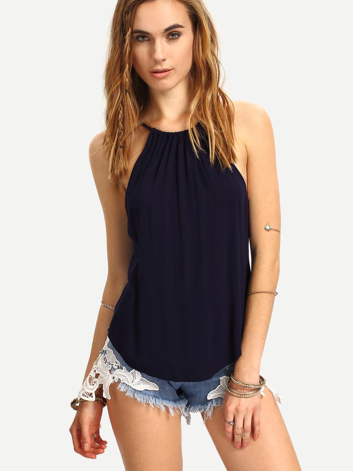 Romwe High-low Halter Neck Top