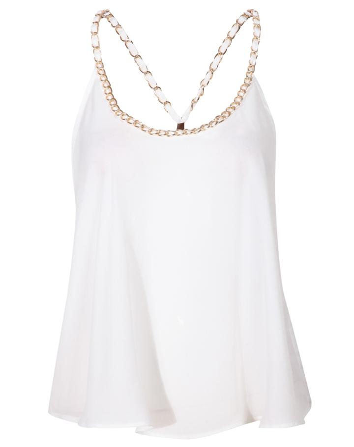 Romwe Spaghetti Strap Chain Embellished Cami Top