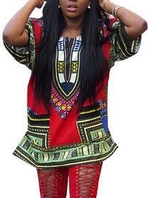 Romwe Tribal Print Red Tunic Dress