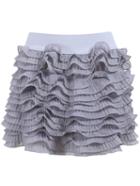 Romwe Frill Elastic Waist Grey Skirt