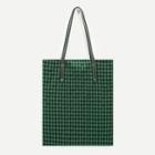 Romwe Gingham Tote Bag With Pu Handle