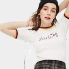 Romwe Striped Panel Letter Print Jumper