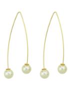 Romwe Gold Plated Unique Style Imitation Pearl Earrings