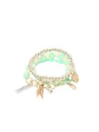 Romwe Green Pearl Beaded Multilayers Hand Chain