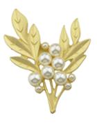 Romwe Gold Leaf Shape Pearl Brooch