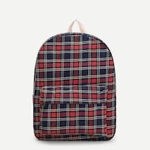 Romwe Plaid Pocket Front Backpack