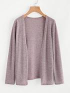 Romwe Open Front Marled Knit Cardigan