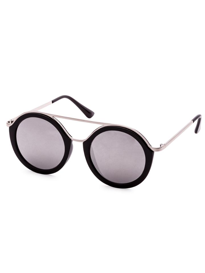 Romwe Black Frame Silver Trim Double Bridge Sunglasses
