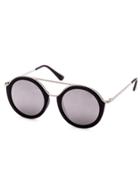Romwe Black Frame Silver Trim Double Bridge Sunglasses