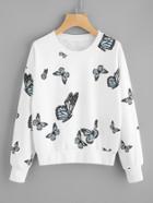 Romwe Butterfly Print Random Sweatshirt