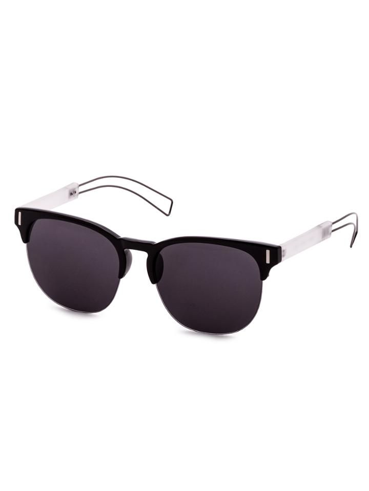 Romwe Black Open Frame Hollow Arm Sunglasses