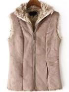 Romwe Zipper Slim Khaki Vest