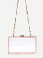 Romwe Clear Clasp Closure Box Bag With Chain Strap