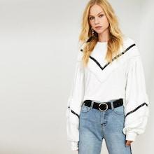 Romwe Faux Fur Embellished Sweatshirt