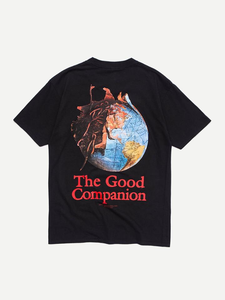 Romwe Men Earth Explosion Graphic T-shirt