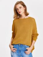 Romwe Drop Shoulder Distressed Overlap Jumper