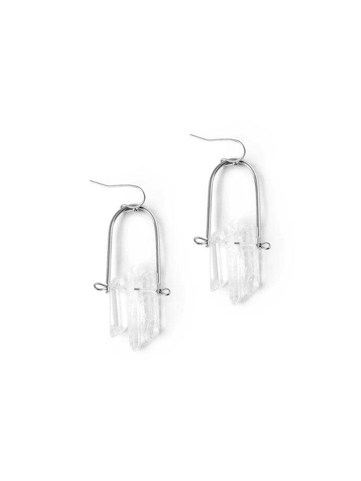 Romwe Clear Crystal Decorated Drop Earrings