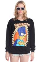Romwe Bartman Print Black Sweatshirt