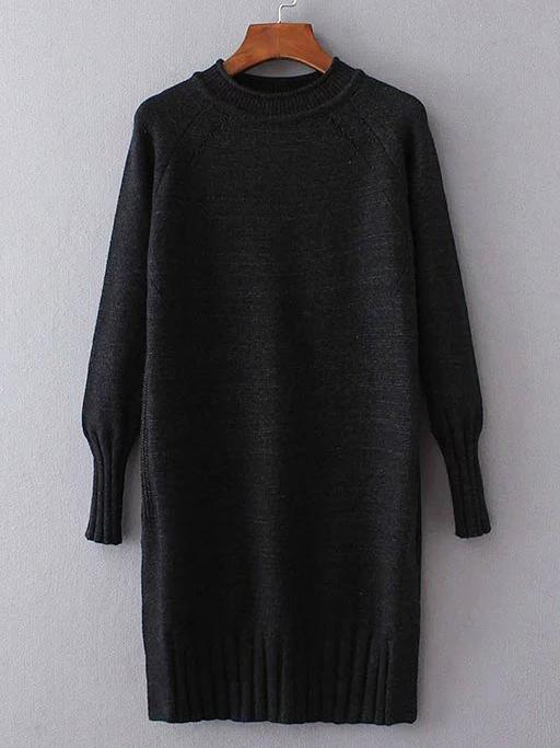 Romwe Black Ribbed Trim Long Sweater