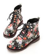 Romwe Multicolor Florals Lace Up Boots
