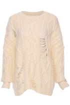 Romwe Hollow Twisted Apricot Jumper