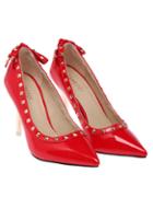 Romwe Red Bow Rivet High Heel Shoes