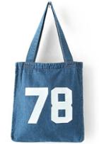 Romwe Navy 78 Print Denim Bag
