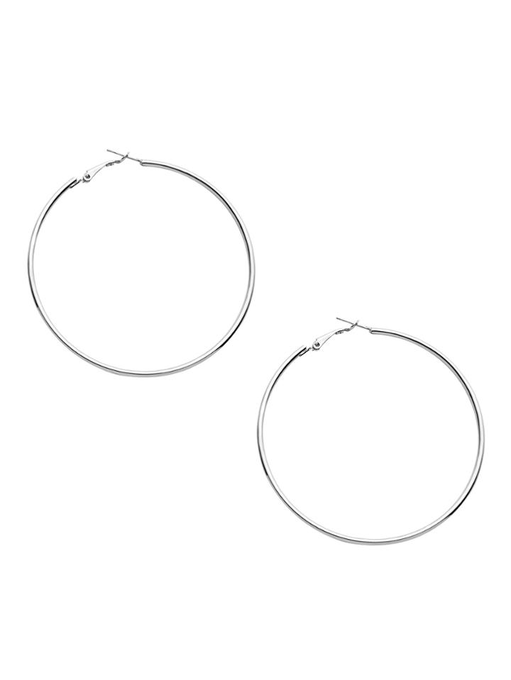 Romwe Silver Plated Simple Hoop Earrings