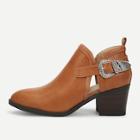 Romwe Side Buckle Pointed Toe Heeled Boots