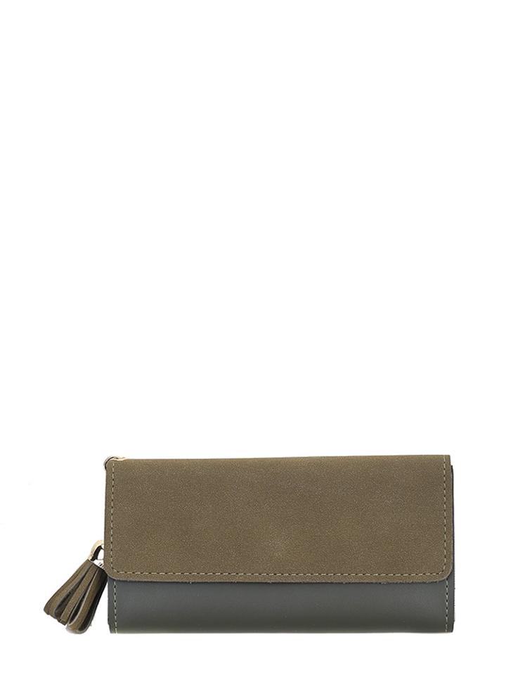 Romwe Tassel Detail Pu Long Wallet