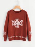 Romwe Raglan Sleeve Snowflake Knit Sweater