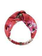 Romwe Red Floral Print Knotted Headband