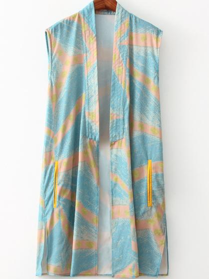 Romwe Graffiti Print Side Slit Vest