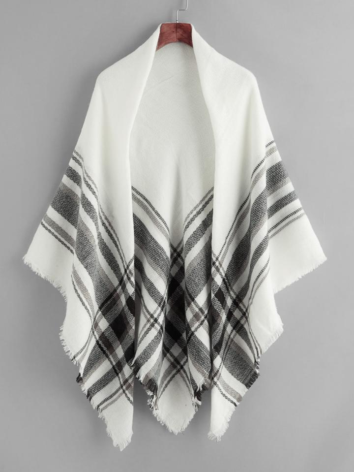 Romwe Two Tone Gingham Print Scarf