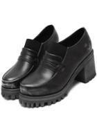 Romwe Black Round Toe Thick-soled Pumps