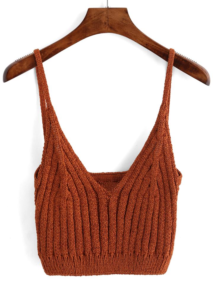 Romwe Spaghetti Strap Sweater Cami Top