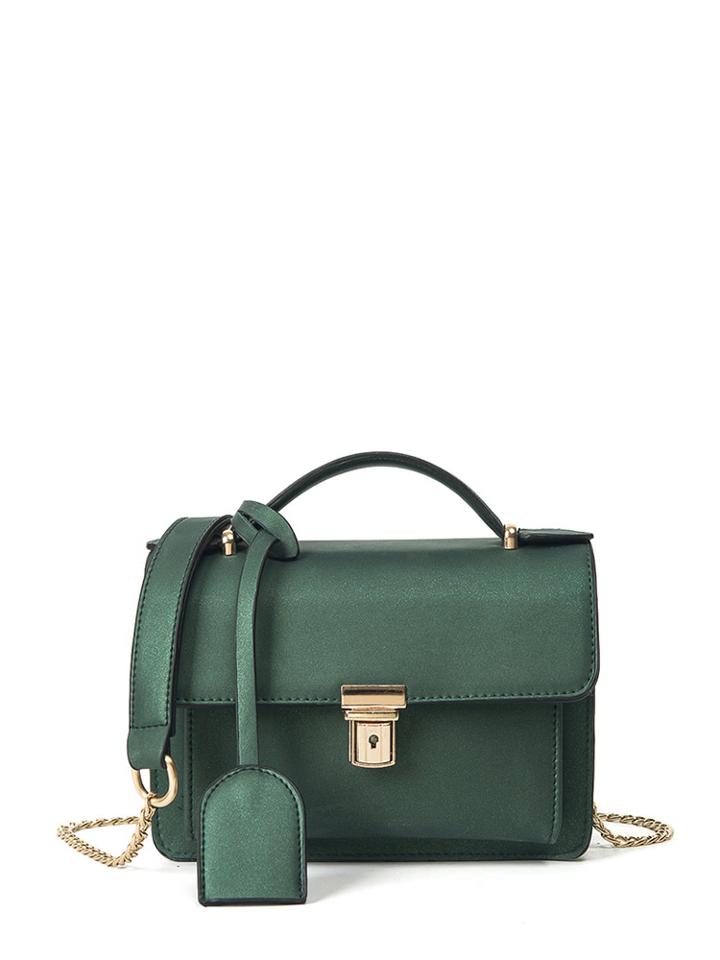 Romwe Push Lock Detail Chain Bag