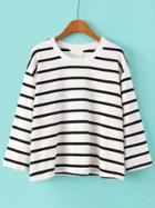 Romwe Striped White T-shirt