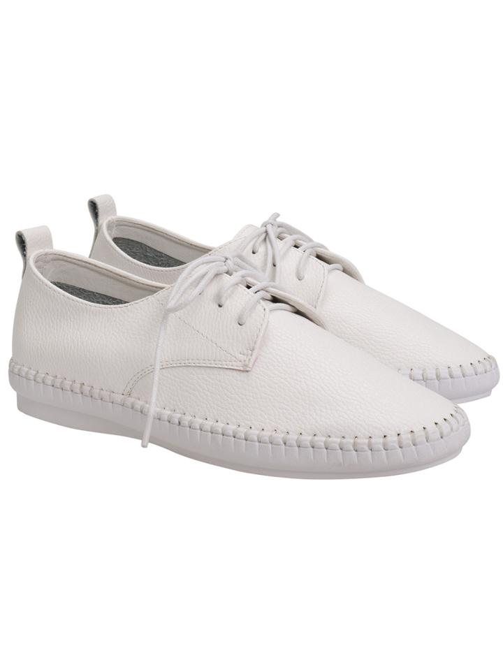 Romwe White Round Toe Lace Up Flats