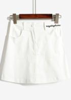 Romwe High Waist Embroidered White Skirt