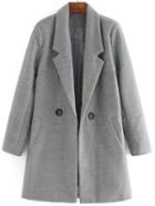 Romwe Lapel Buttons Long Grey Coat