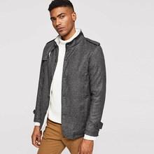 Romwe Men Space Dye Shearling Lined Coat