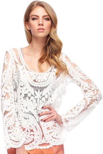 Romwe Romwe Hollow-out Lace Crochet White Blouse
